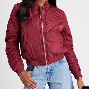 Lulu's Quilted Bomber Jacket - Deep Red